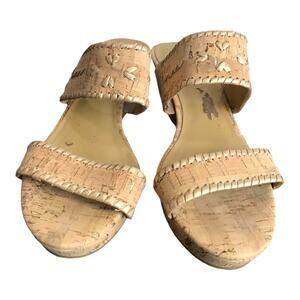 Jack Rogers Strappy Cork Wedge Sandals Womens Sz 10‎ Light Brown 3" Heels Summer